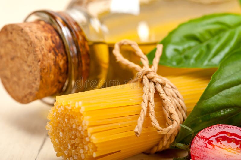 Italian Spaghetti Pasta Tomato and Basil Stock Photo Image of italian