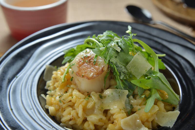 Italian Style Scallop Pumpkin Risotto Stock Photo Image of grilled