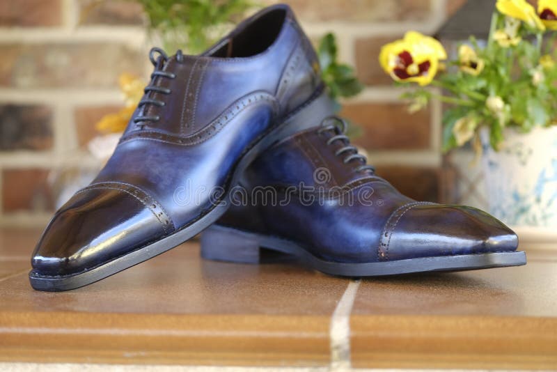 Blue Goodyear Welted Leather Mens Wedding Shos with a Leather Sole ...