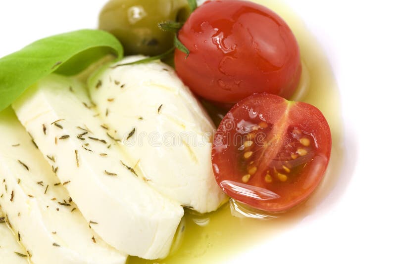 Italian tomato mozarella close up
