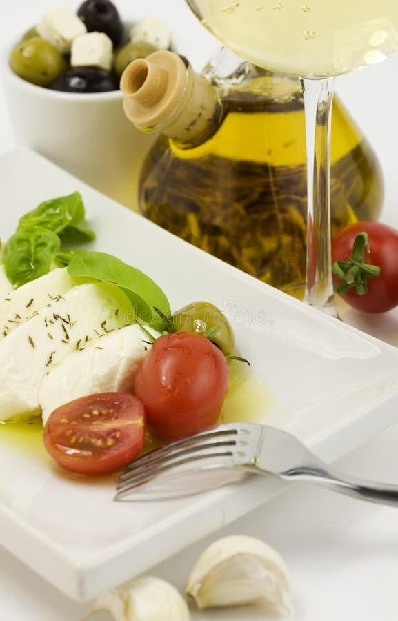 Olive Oil Dressing Tomato Mozzarella Rocket Salad Stock Image Image