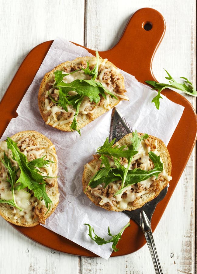 Italian Tuna Melt Bruschetta Stock Image Image of melt, appetizer 61433579