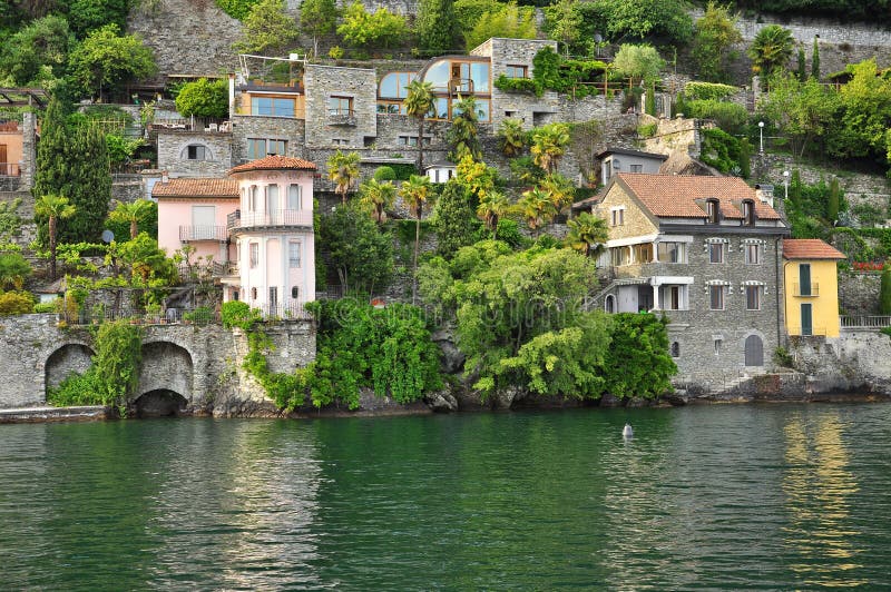 Italian villas by the shore of Lake (lago) Maggiore, Italy. stock image Italian villas by the shore of Lake (lago) Maggiore, Italy. stock image