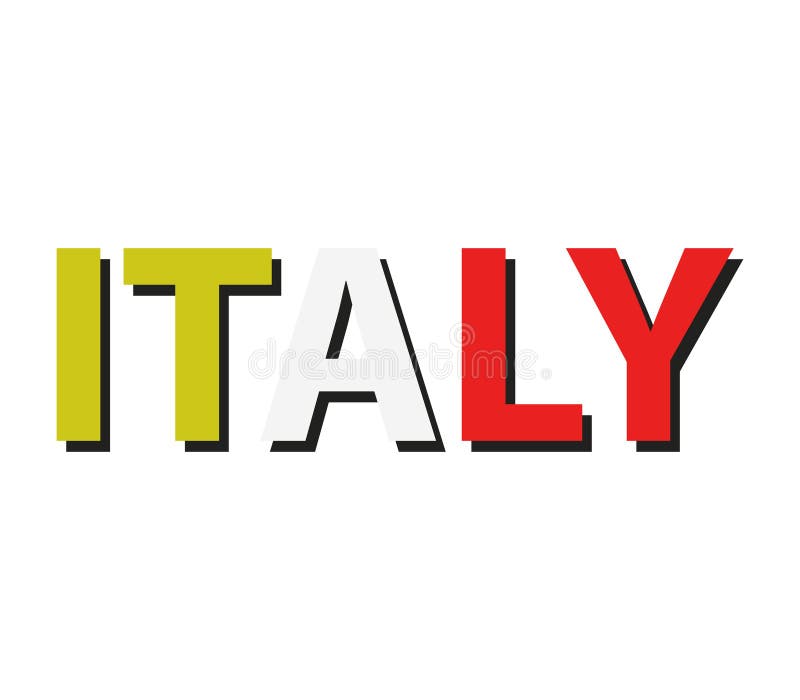 Italian Word Illustrated with Flag Stock Illustration - Illustration of ...
