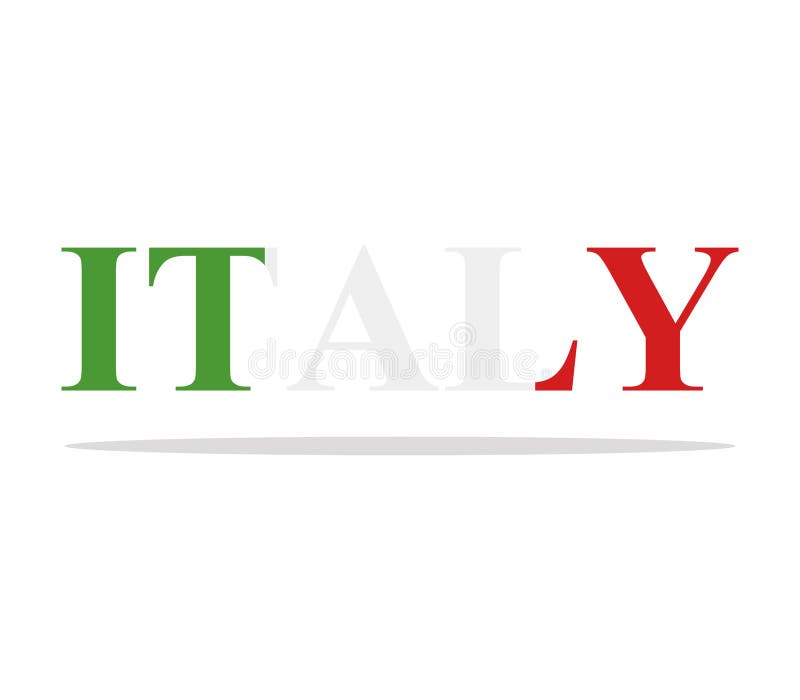 Italian Word Illustrated with Flag Stock Illustration - Illustration of ...
