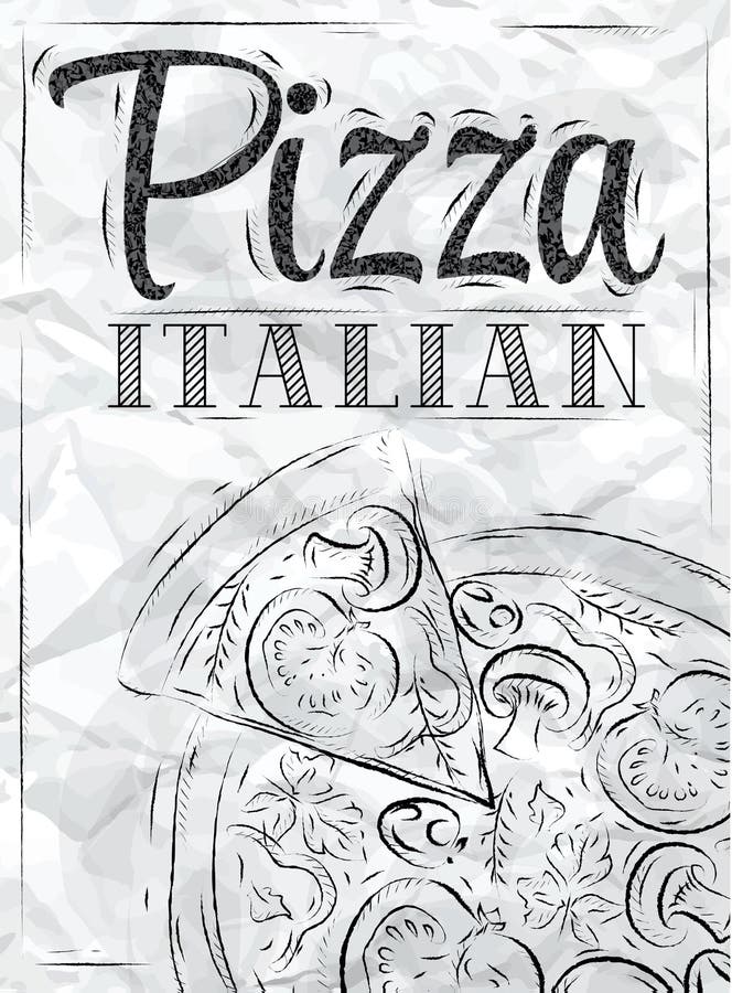 Italiano della pizza del manifesto. Carbone. royalty illustrazione gratis Italiano della pizza del manifesto. Carbone. royalty illustrazione gratis