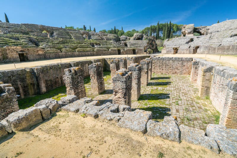 Italica Roman Ruins Spanien royaltyfria bilder Italica Roman Ruins Spanien royaltyfria bilder