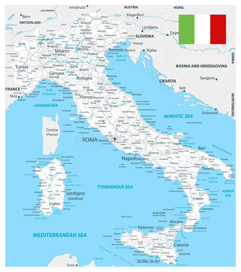 Italien-Straßenkarte-weiße Farbe stock abbildung Italien-Straßenkarte-weiße Farbe stock abbildung