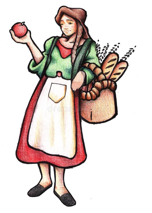 Italian woman with food and apron. Italian woman with food and apron