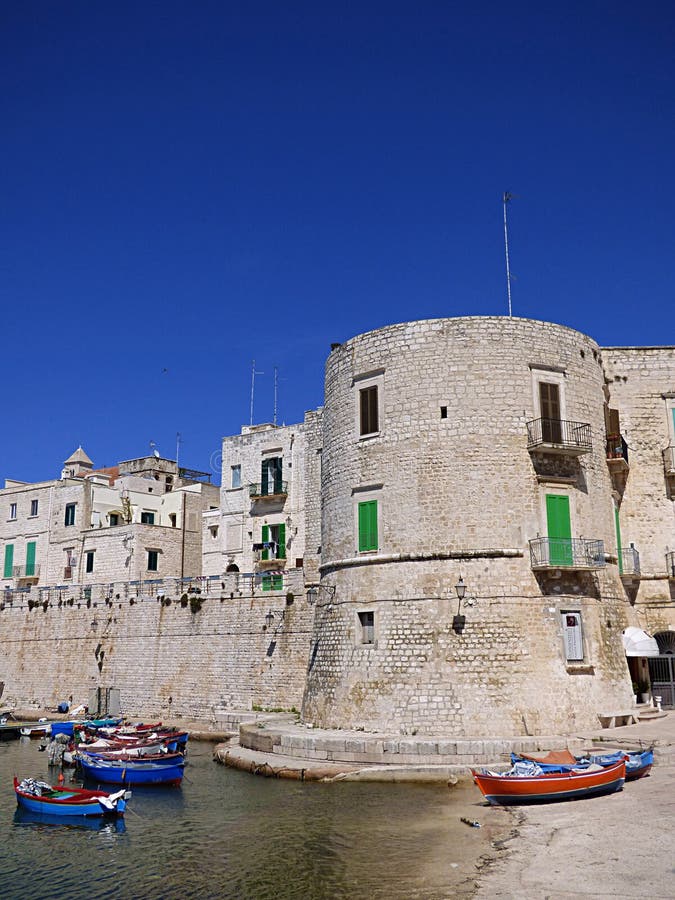 Apulia, Bari, Giovinazzo harbor and the Drum the Tamburo. Apulia, Bari, Giovinazzo harbor and the Drum the Tamburo