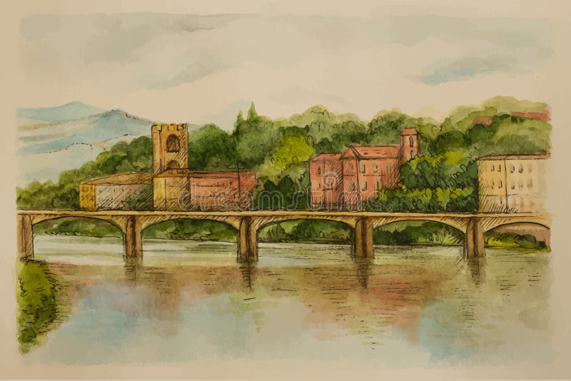 Italië, Florence, waterverf royalty-vrije illustratie Italië, Florence, waterverf royalty-vrije illustratie