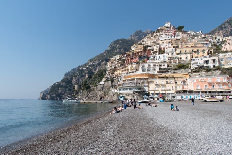 Italy, Amalfi Coast, Positano. View of the town and the seaside royalty free stock photos Italy, Amalfi Coast, Positano. View of the town and the seaside royalty free stock photos