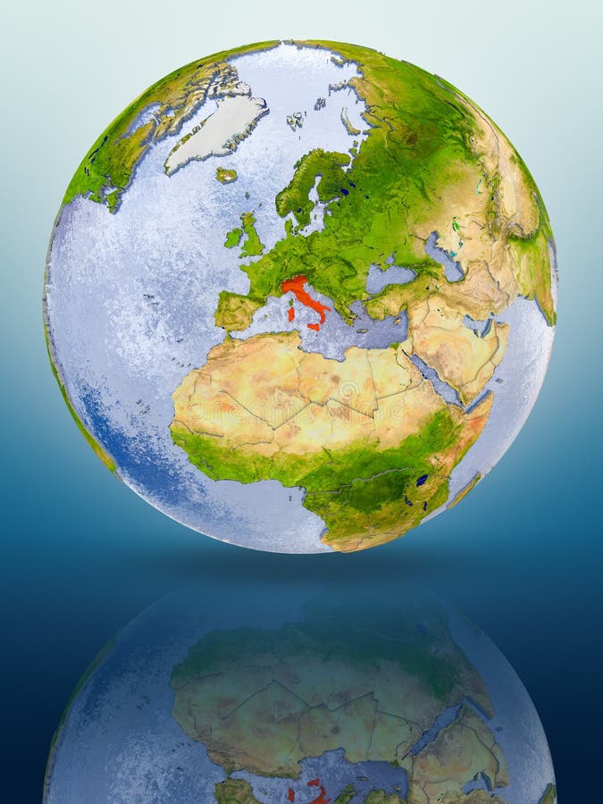 Italy on globe from space stock illustration. Illustration of italy