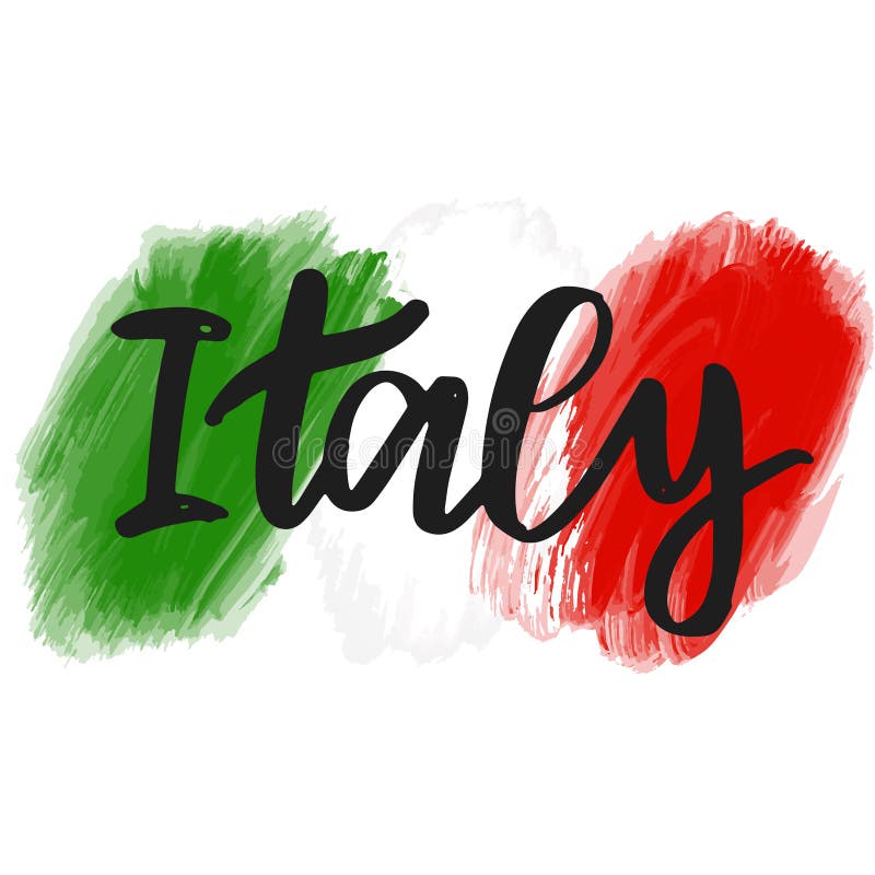 Italy Hand Painted Lettering. Name of European Country. Brush Ink ...
