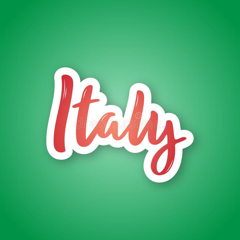 Brush Style Color Flag Of Italy, Green White And Red Color. With Text ...