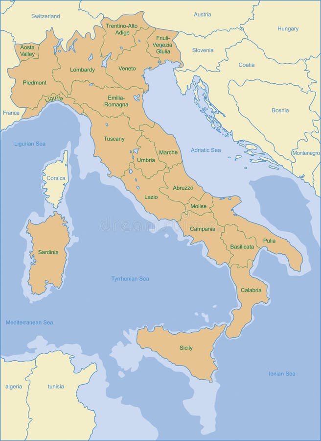 Italy map vector illustration
