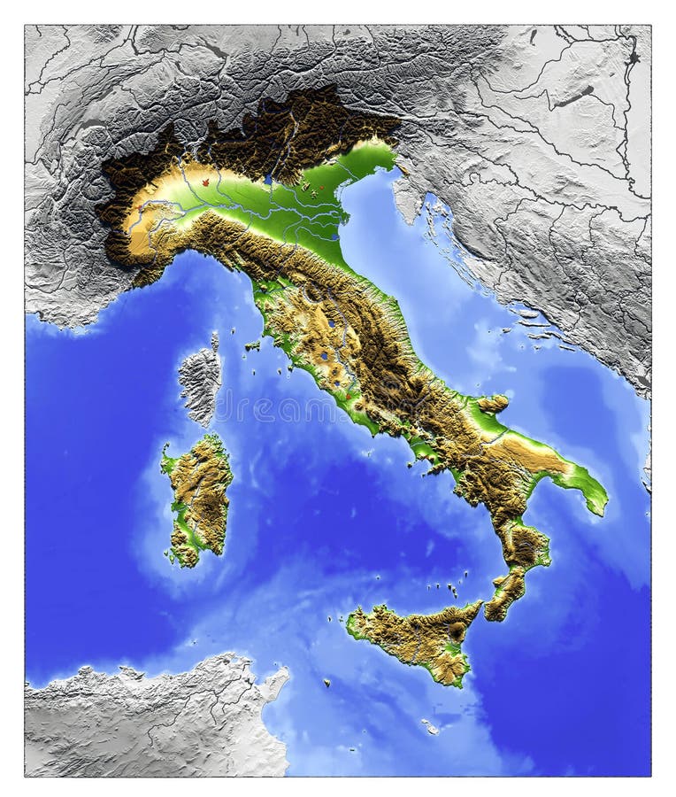 Italy, mapa de relevo ilustração royalty free Italy, mapa de relevo ilustração royalty free