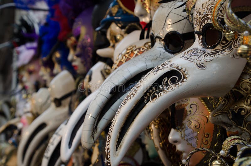 The masks displayed in this venetian shop were used by the historical figure of the plague doctor. It was believed the long nose protected doctors from becoming infested with the bubonic plague or black pest. The masks displayed in this venetian shop were used by the historical figure of the plague doctor. It was believed the long nose protected doctors from becoming infested with the bubonic plague or black pest.