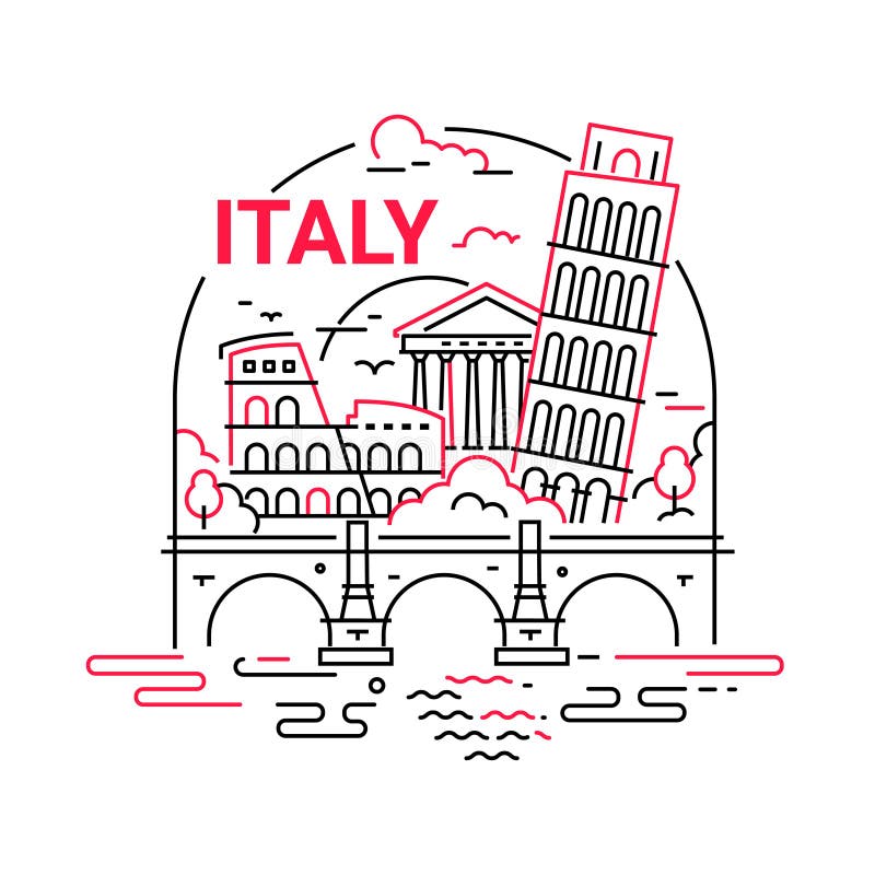 Italy - modern vector line travel illustration