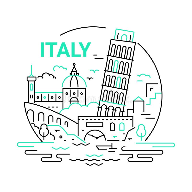 Italy - modern vector line travel illustration