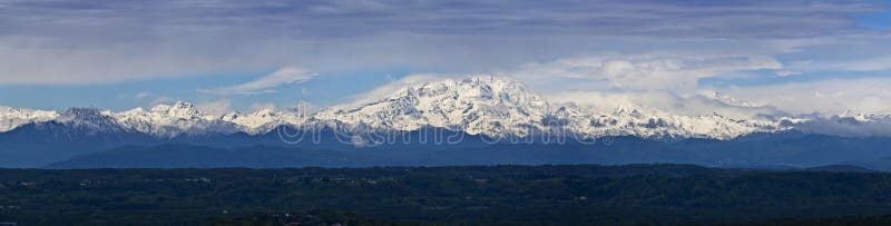 Italy, Piemonte, panoramic view of italian Alps and Rose Mountain. Italy, Piemonte, panoramic view of italian Alps and Rose Mountain