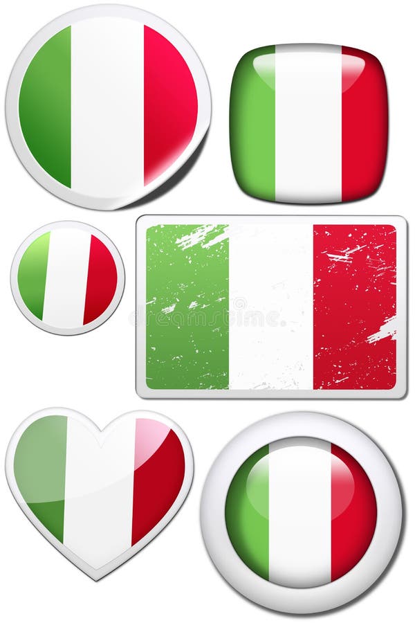 Italy - Set of stickers and buttons