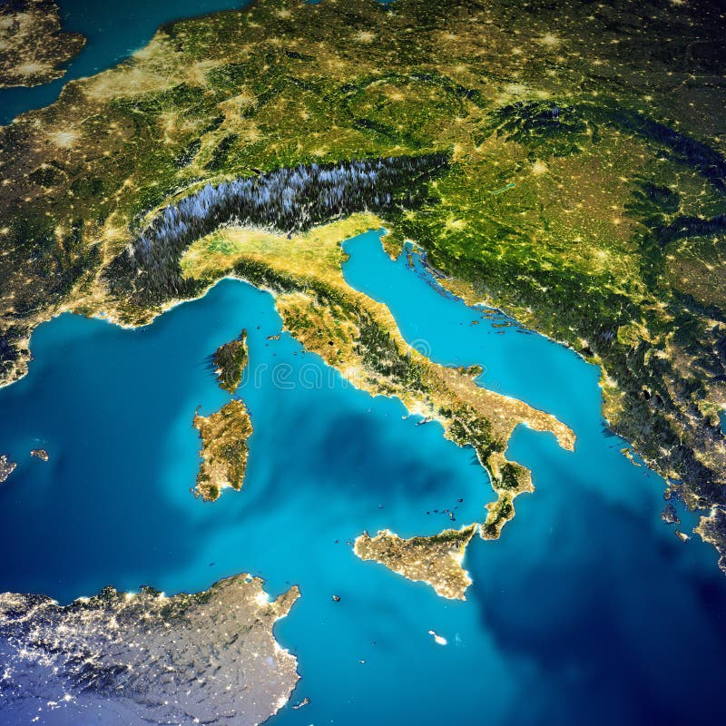 Italy space map stock illustration