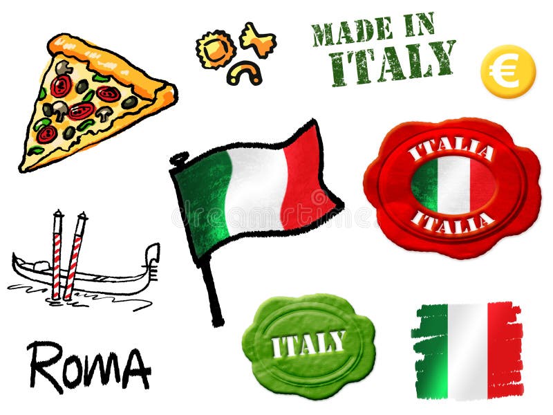 Italy symbols stock illustration. Illustration of venice - 4757942