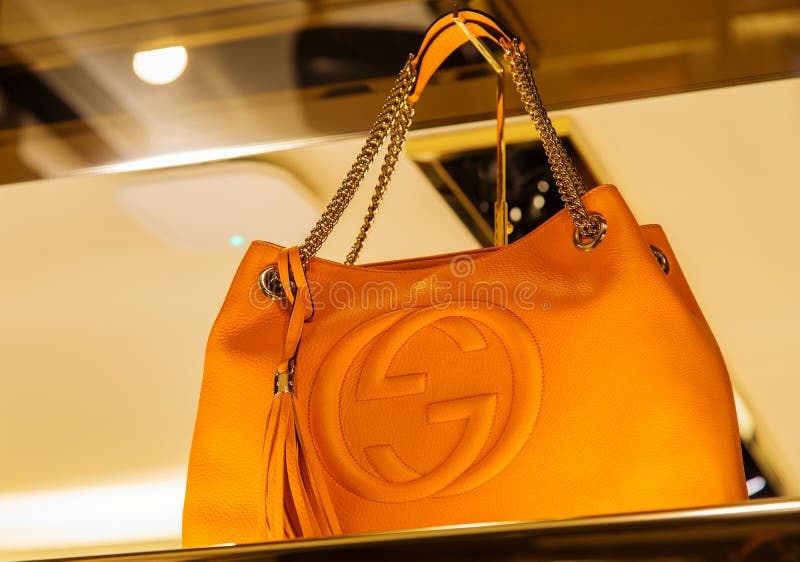 Italy, Venice - March 20, 2015: Handbags in a Gucci Store Old Editorial Stock - of gucci, elegant: 94377089