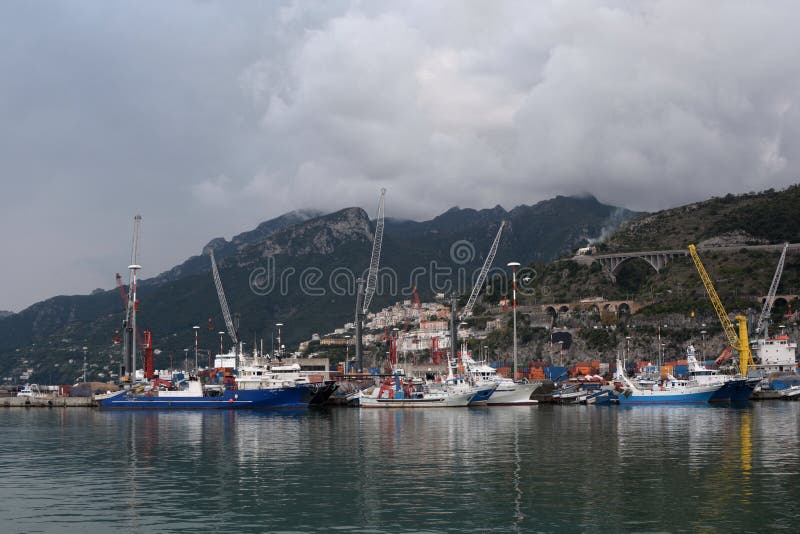Italy View of Salerno Port,Southern Italy,October 19,2020 Editorial