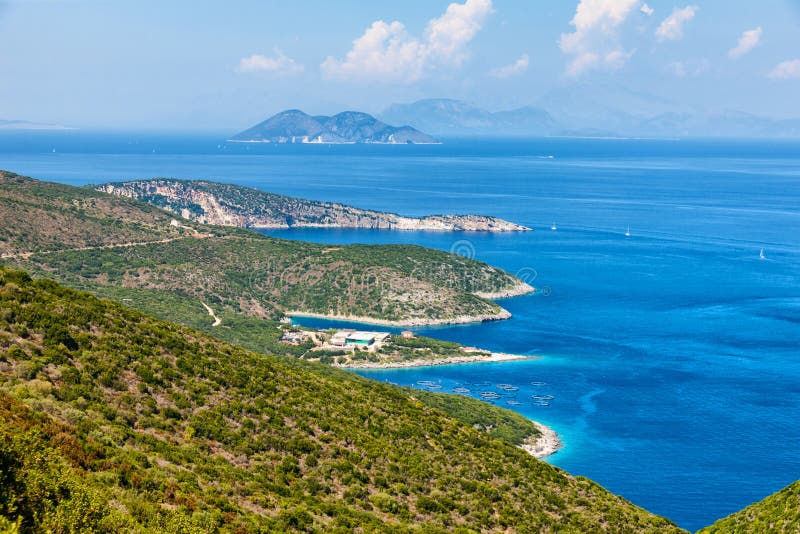 Ithaca island in Greece stock image. Image of mythological - 67874321