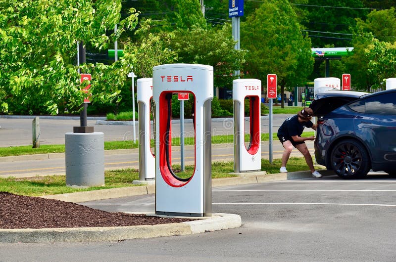 Tesla Electric Car Charging Station Editorial Photo Image of charging