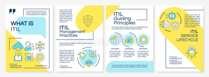 ITIL service blue and yellow brochure layout stock illustration