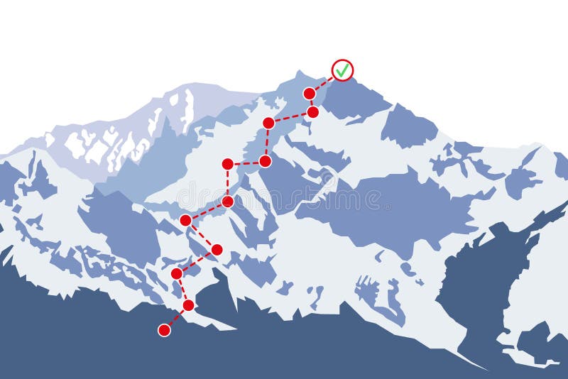 Itin?raire d'alpinisme ? faire une pointe Dessus de la montagne avec l'alerte blanc de r?ussite d'isolement par concept d'affaire illustration stock Itin?raire d'alpinisme ? faire une pointe Dessus de la montagne avec l'alerte blanc de r?ussite d'isolement par concept d'affaire illustration stock