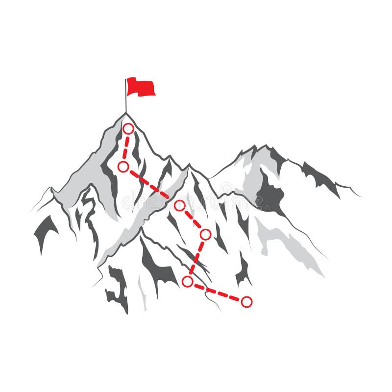 Itinerario alla cima della montagna: Il concetto dello scopo, missione, la visione, percorso di carriera, punto del poligono di c illustrazione vettoriale Itinerario alla cima della montagna: Il concetto dello scopo, missione, la visione, percorso di carriera, punto del poligono di c illustrazione vettoriale