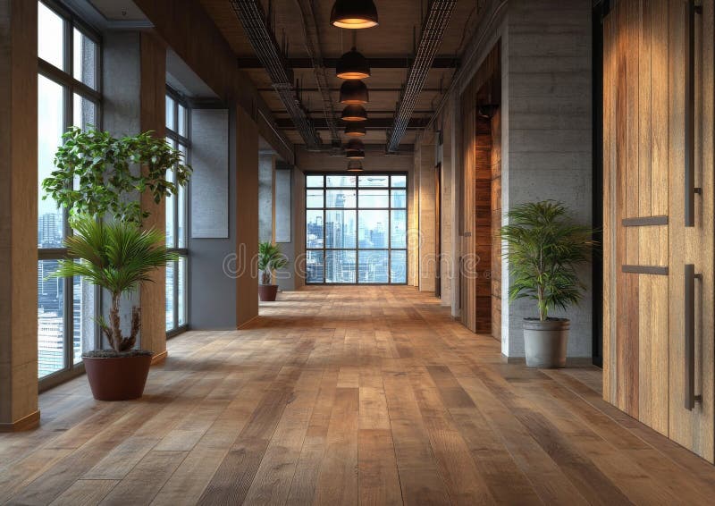 With its polished light gray surface and subtle wood grain texture, the laminate flooring beautifully integrates into stock photography