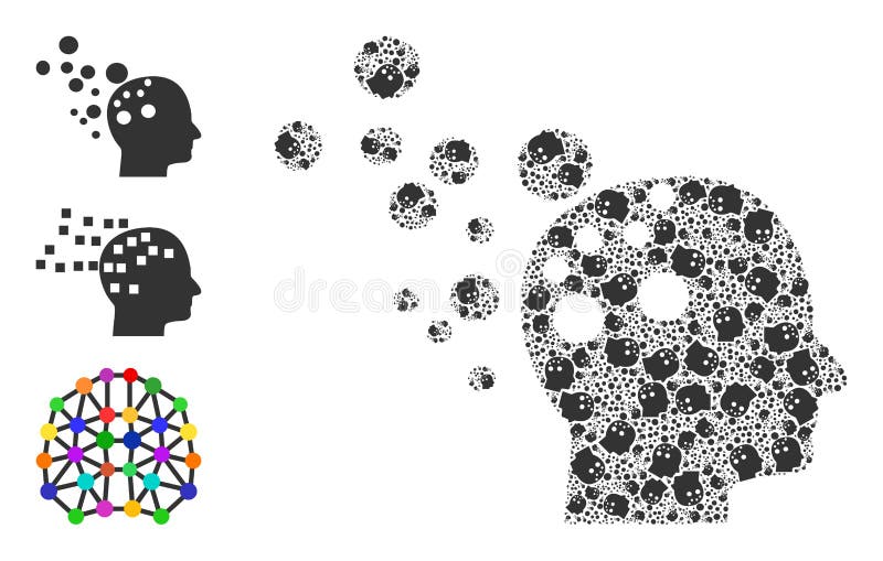 Fractal Imagination Icon Self Mosaic stock illustration
