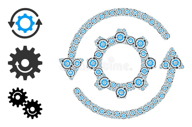 Recursive Gear Rotation Icon Self Composition vector illustration