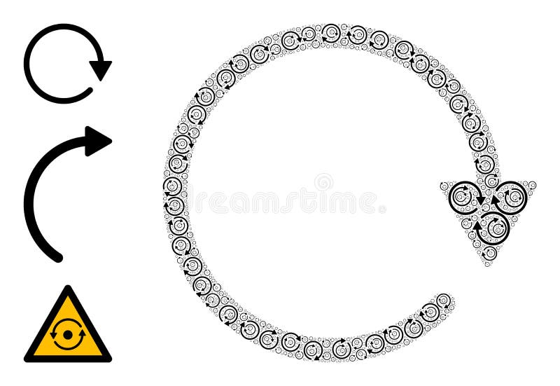 Fractal Rotate CW Icon Itself Composition. Itself recursive collage rotate CW. Vector rotate CW composition is created from scattered recursive rotate CW parts. Flat illustration.