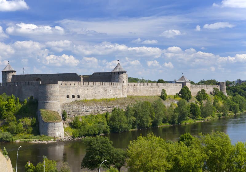 Ivangorod fortress at the border of Russia and Estonia. Ivangorod fortress at border of Russia and Estonia royalty free stock images Ivangorod fortress at the border of Russia and Estonia. Ivangorod fortress at border of Russia and Estonia royalty free stock images
