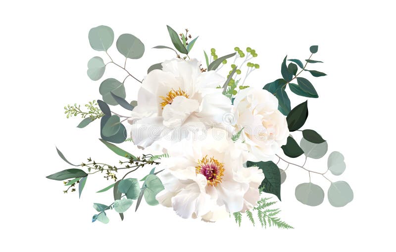 Ivoor beige wit en roomroos pony bloemen vector ontwerp bruiloft bouquet