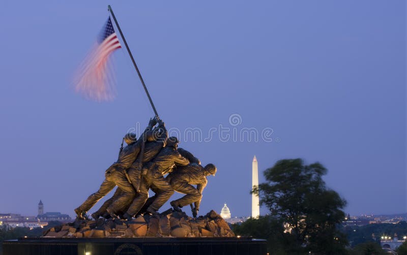 Iwo Jima Memorial in Washington DC, de V stock afbeeldingen Iwo Jima Memorial in Washington DC, de V stock afbeeldingen