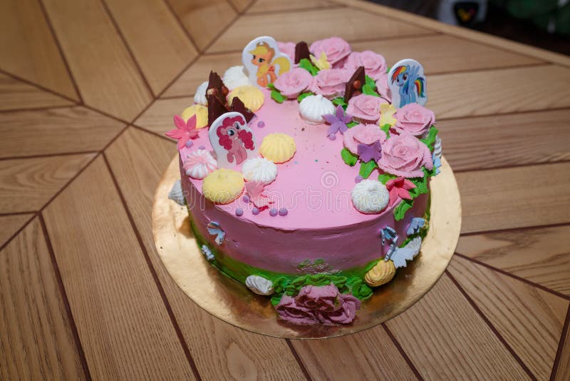 Birthday Girlish Cake with Pony Illustrations. Cartoon Character Cake for Girl Party Editorial Image - Image of decorated, child: 176485460 Birthday Girlish Cake with Pony Illustrations. Cartoon Character Cake for Girl Party Editorial Image - Image of decorated, child: 176485460