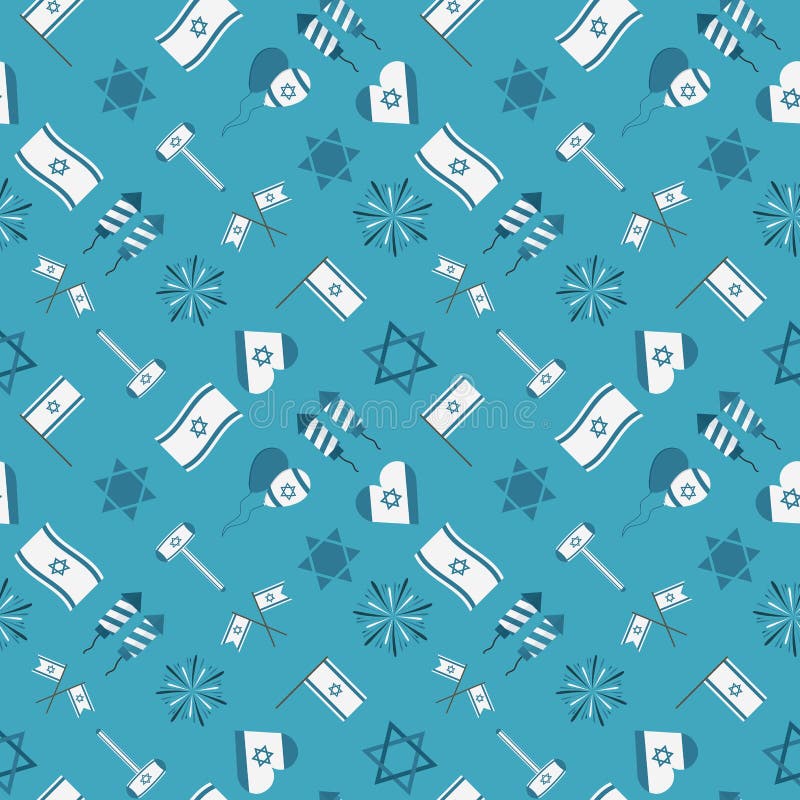 Izrael dnia niepodległości projekta wakacyjnych płaskich ikon bezszwowy patte ilustracja wektor Izrael dnia niepodległości projekta wakacyjnych płaskich ikon bezszwowy patte ilustracja wektor