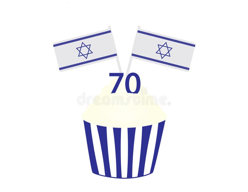 Izrael 70th urodzinowa babeczka z flaga royalty ilustracja Izrael 70th urodzinowa babeczka z flaga royalty ilustracja