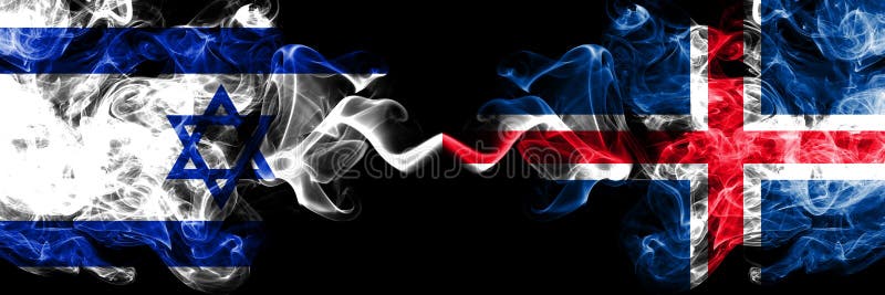 Izrael vs Iceland, Islandzkie dymiące tajemnicze flagi umieszczająca strona strona - obok - Gęsta barwiona silky dym flaga Izrael ilustracja wektor Izrael vs Iceland, Islandzkie dymiące tajemnicze flagi umieszczająca strona strona - obok - Gęsta barwiona silky dym flaga Izrael ilustracja wektor