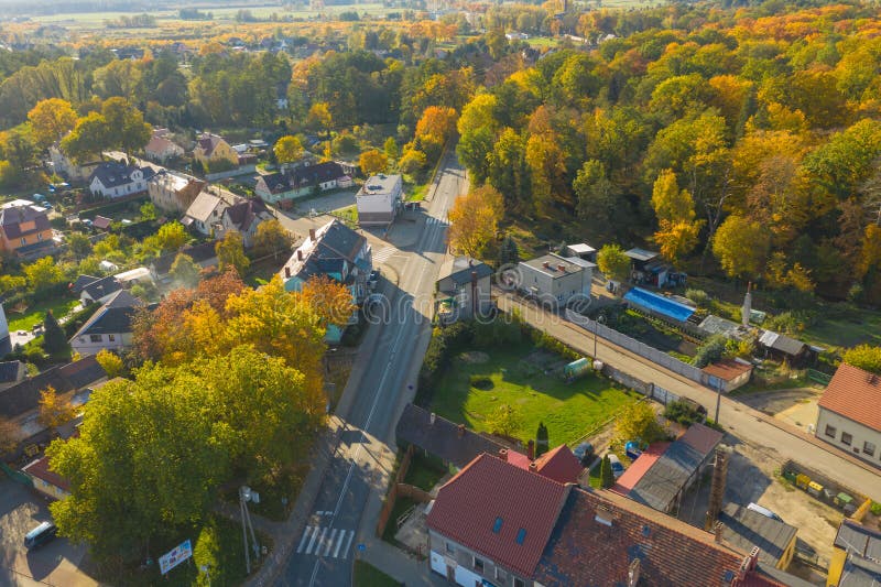 Iłowa, a small town in Poland seen from above.