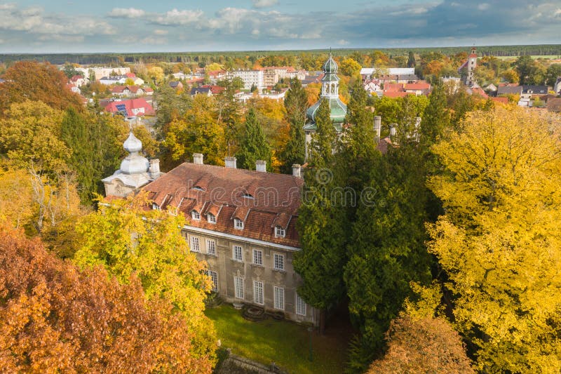 Iłowa, a small town in Poland seen from above.