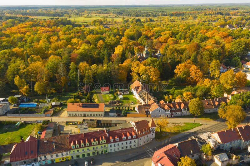 Iłowa, a small town in Poland seen from above.