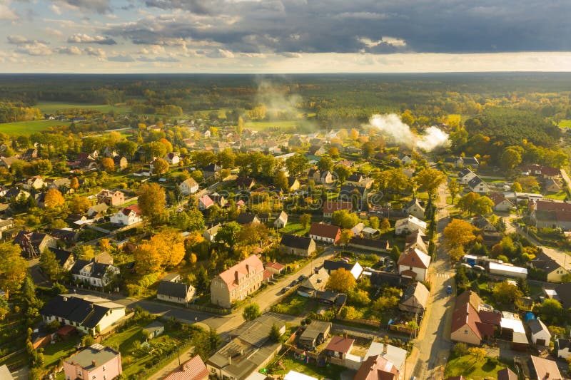 Iłowa, a small town in Poland seen from above.